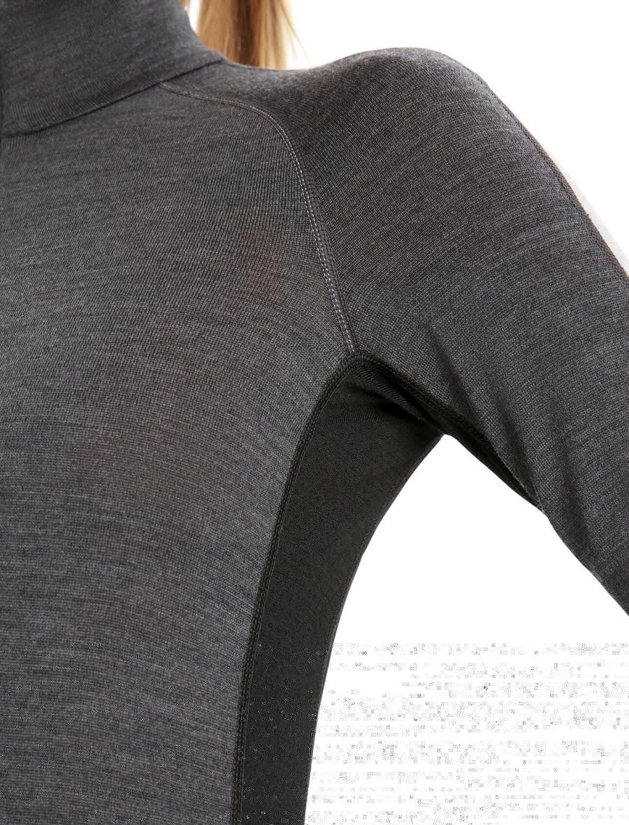 Jet Heather / Black Women's Icebreaker 260 ZoneKnit™ Merino Long Sleeve Half Zip Base Layers | USA 1880TCEV